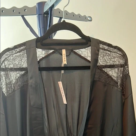 Soma Charcoal Lace Accent Robe